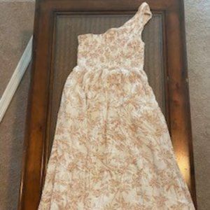 1.State smocked one shoulder midi dress